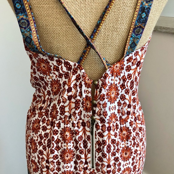 Surplice Boho Floral Criss Cross Back Romper - Picture 9 of 16